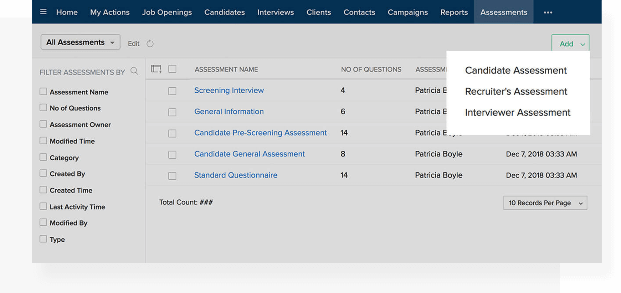 assessment categories